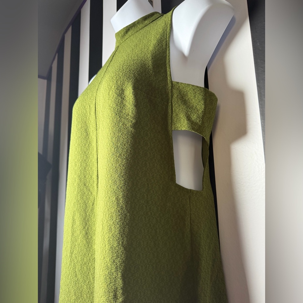 Sleeveless High-Neck 60’s Style Olive Green Women's Romper w/ Side Cutouts Sz 12